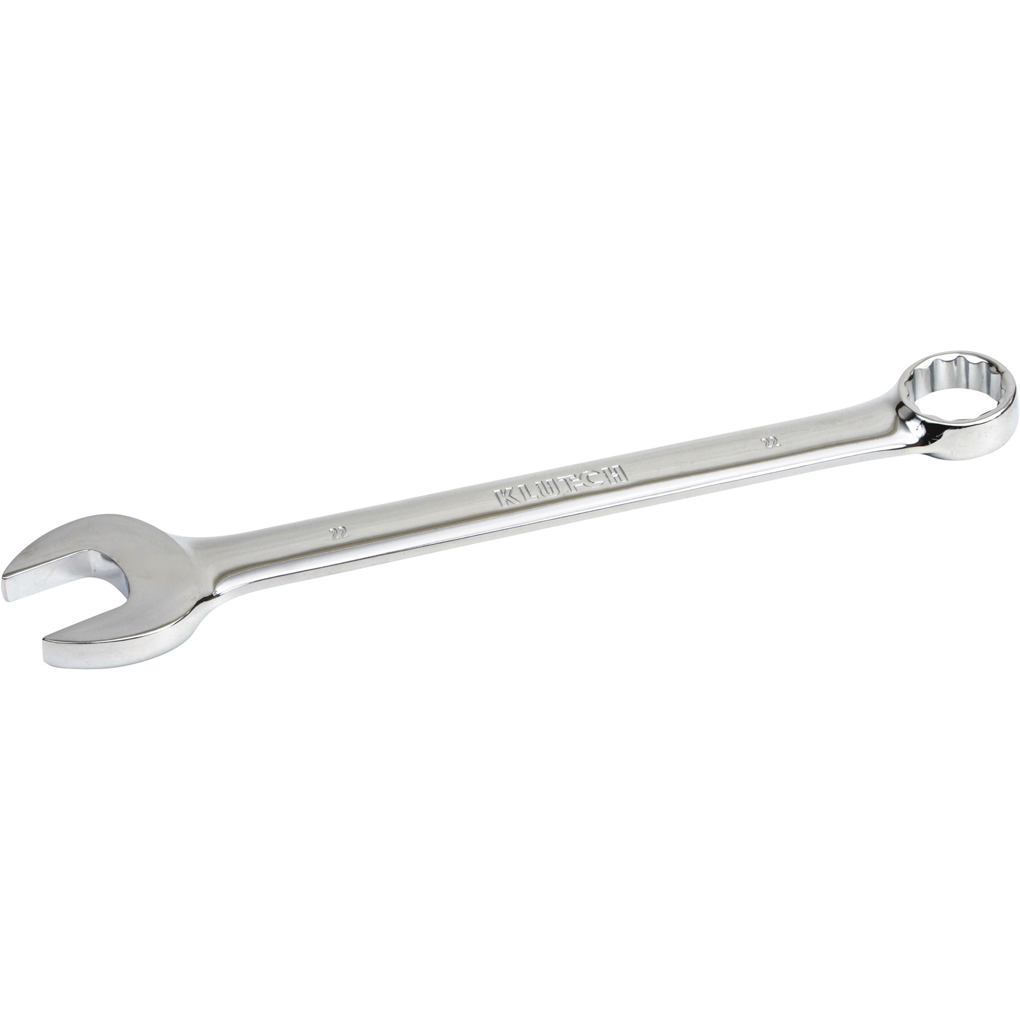 Klutch Full Polish Combination Wrench, Metric, 22mm
